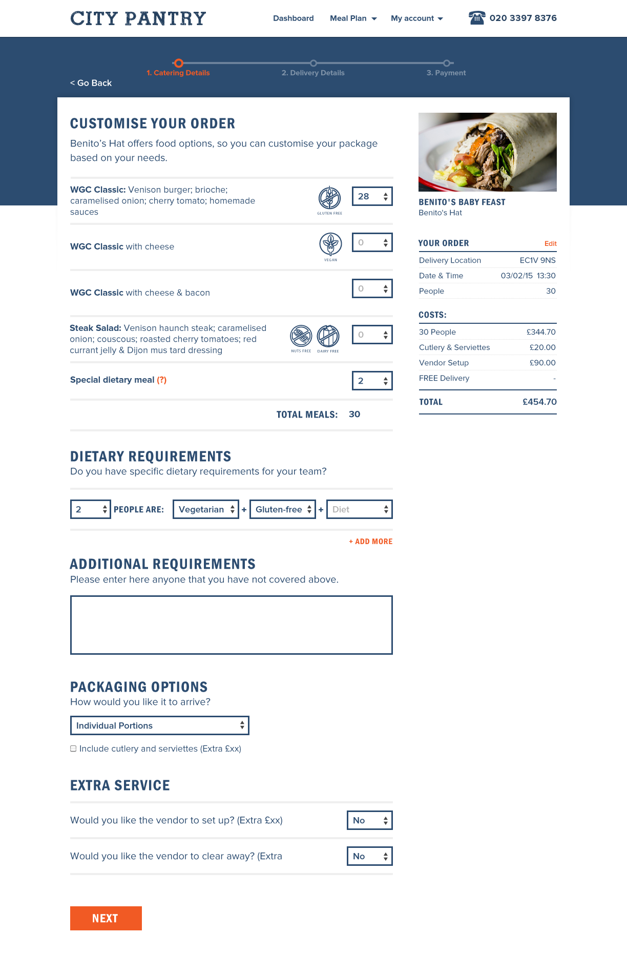 Order Customisation Details Modal