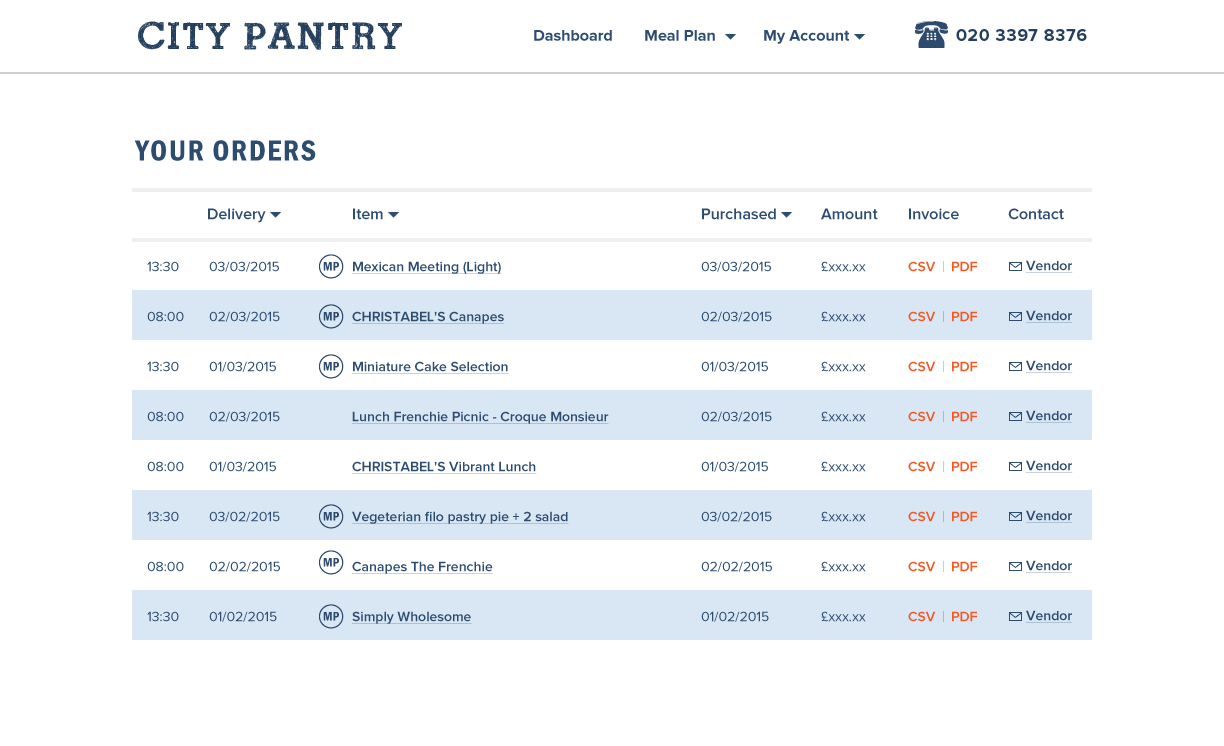 Order History Dashboard